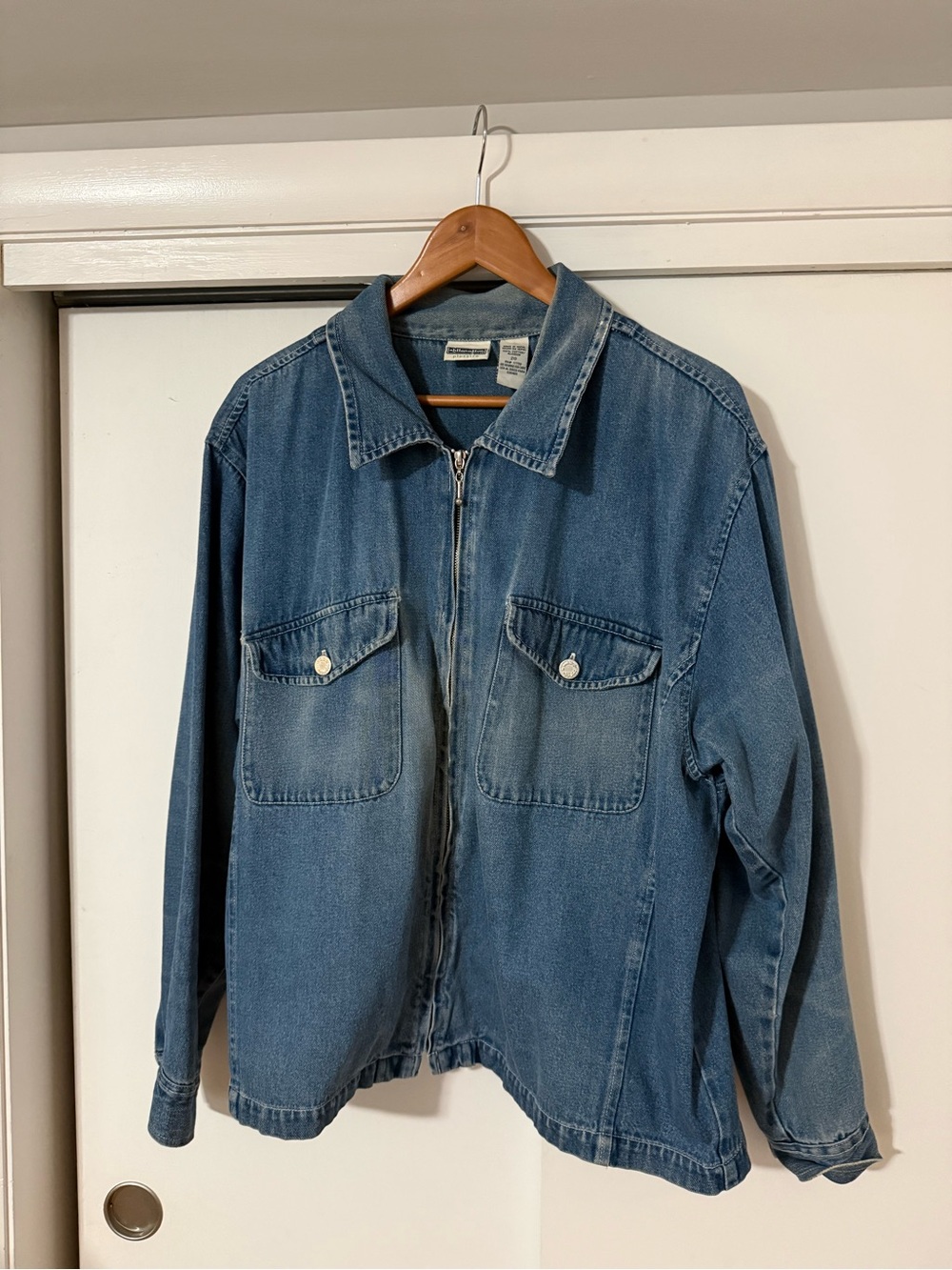 Classic Blue Denim Zip-Front Women's Jacket